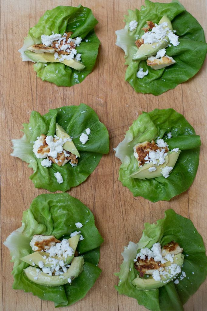 Lemon Tofu, Feta & Avocado Lettuce Wraps